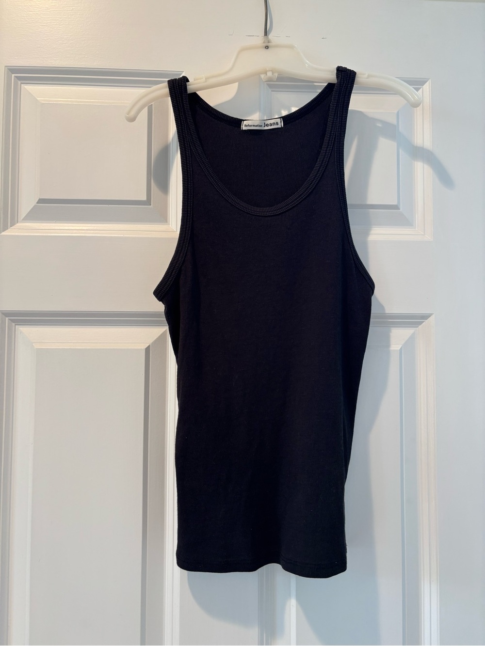 Reformation Black Ribbed Tank Top